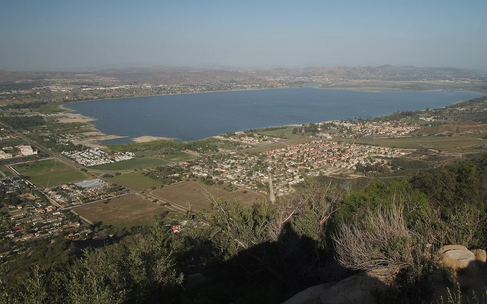 Lake Elsinore and surrounding development, viewed from Ortega Highway.